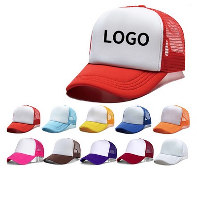 Two Tone Trucker Hat Summer Mesh Cap with Adjustable Snapback Strap