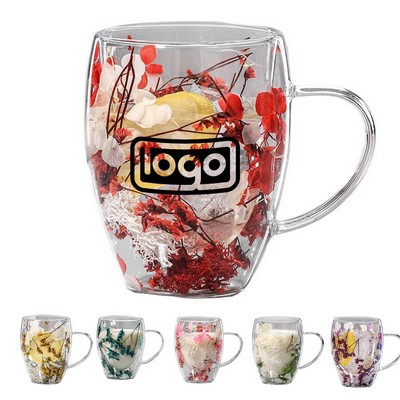 10oz Dried Flower Double Walled Glass Coffee Mug