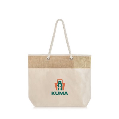 Caprice Jute & Canvas Tote with Rope Handles