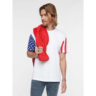Code Five® Unisex Stars and StripesCrew Neck Short Sleeve Fine Jersey T-Shirt