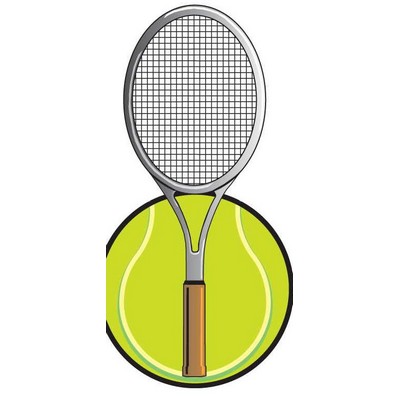 Tennis Ball And Racket Magnet w/ Full Magnetic Back (12 Square Inch)