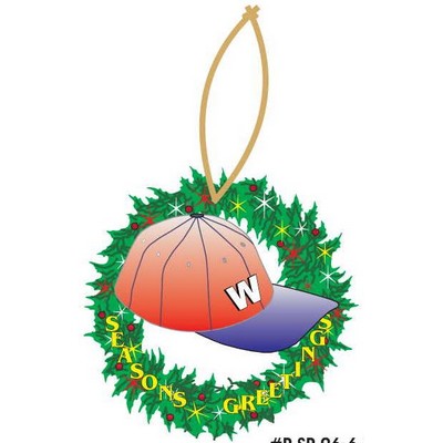 Baseball Cap Wreath Ornament w/ Black Back (6 Square Inch)