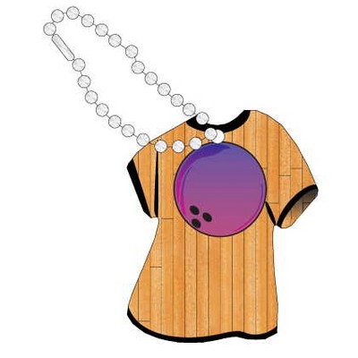 Purple Bowling Ball Promotional T-Shirt Key Chain w/ Black Back (4 Square Inch)