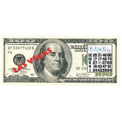 Las Vegas Bingo $100 Bill Maxi Magnet (6 Square Inch)