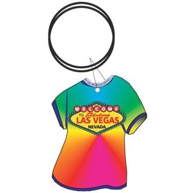 Welcome to Vegas Sign T-Shirt Key Chain w/Clear Mirrored Back (4 Square Inch)