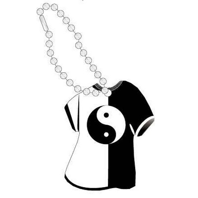 Yin Yang Promotional T-Shirt Key Chain w/ Black Back (4 Square Inch)
