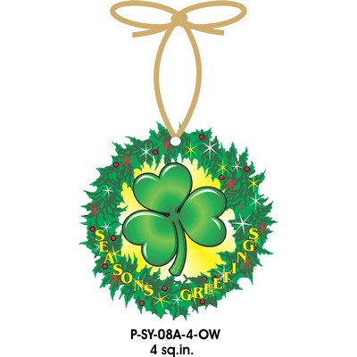 Shamrock Promotional Wreath Ornament w/ Black Back (4 Square Inch)