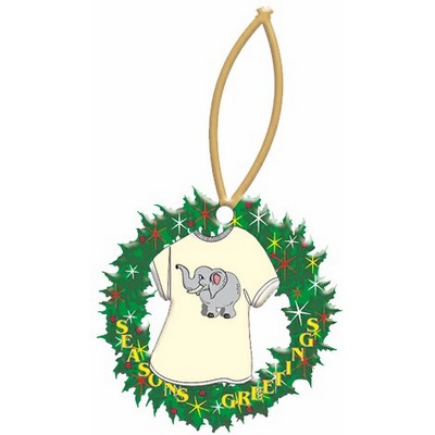 Elephant T-Shirt Promotional Wreath Ornament w/ Black Back (4 Square Inch)
