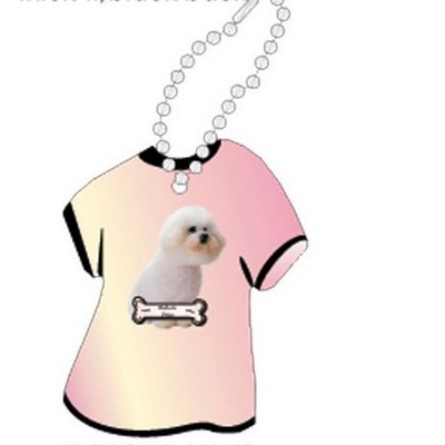 Bichon Frise Dog Promotional T Shirt Keychain w/ Black Back (4 Square Inch)