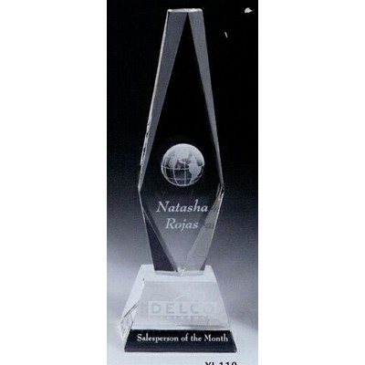 Large Crystal Diamond Globe Award (3-1/8"x2-3/8"x8¼")
