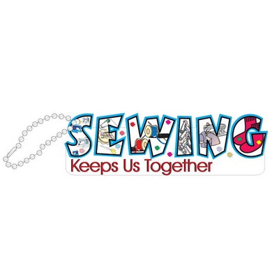 Sewing Slogan Promotional Line Key Chain w/ Black Back (10 Square Inch)