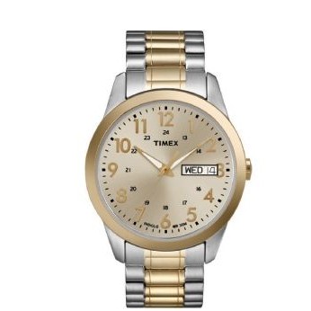 Timex® 2-Tone Elevated Classics Dress Expansion Watch W/ Gold Dial