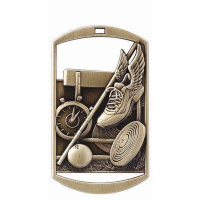 Dog Tag Medal, "Track & Field" - 2"