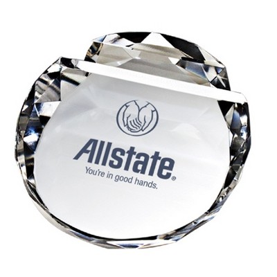 Crystal Paperweight with Card Holder
