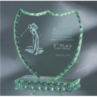 Jade Glass Shield Award w/Pearl Edge (8.5"x8.5")
