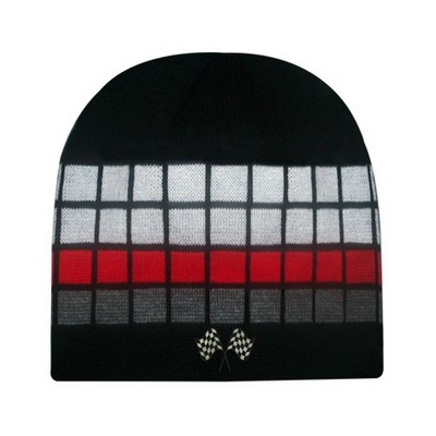 Knit Beanie Cap w/Color Blocks