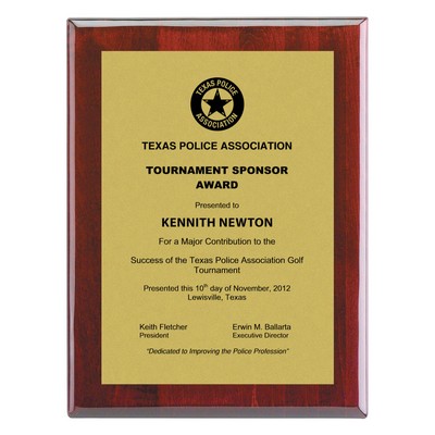 Plaque - 8"x10" Piano Wood Plaque w/ Plain Gold Plate (6"x8")