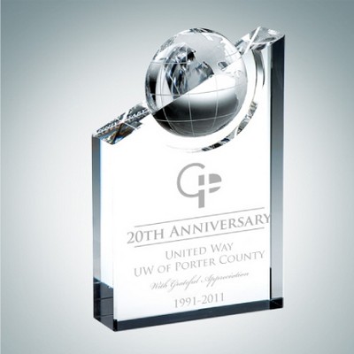 World Globe Pinnacle Optical Crystal Award (Large)