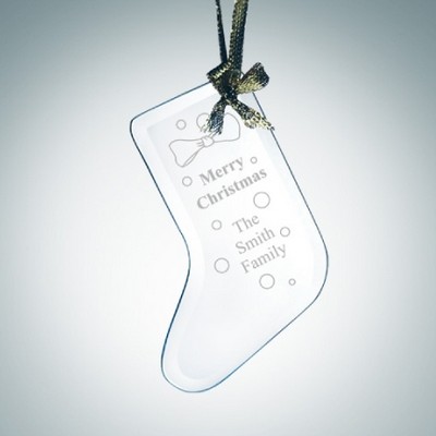 Beveled Stocking Shape Jade Glass Ornament