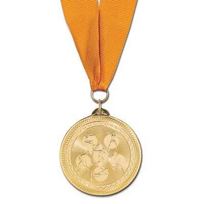 Field Events Brite Laser Medal w/Grosgrain Neck Ribbon (2")