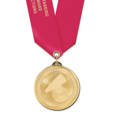 Cheer Brite Laser Medal w/Satin Neck Ribbon (2")