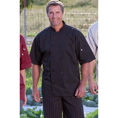 Black Unisex Short Sleeve Chef'S Coat (Xs-6Xl)