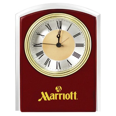 Wood Clock w/Glass Trim