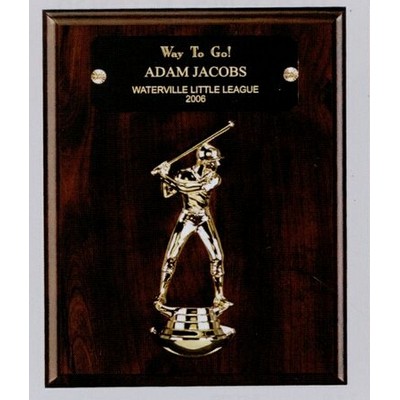 Cherry Finish Baseball Plaque w/Figurine (8" x 10")