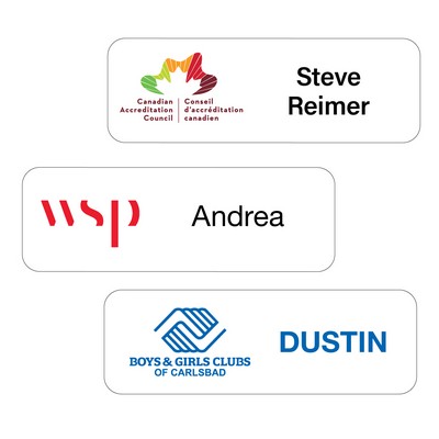 White Plastic 1" x 3" Name Tags