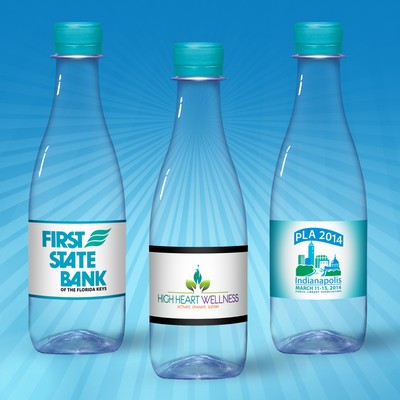 12 Oz. Full Color Label, Clear "Glastic" Bottle w/Berry Blue Cap