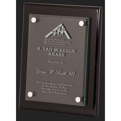 Floating Glass with Black Piano Finish Plaque Award S