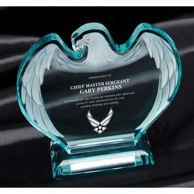 6 5/8" x 7 1/4" Jade Acrylic Frosted Eagle on Base