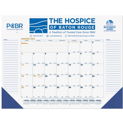 Blue & Gold Calendar Desk Pad w/1 Color Imprint (21 ¾"x 17")
