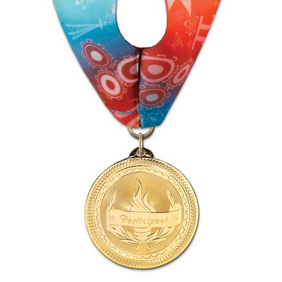 Participant Brite Laser Medal w/Stock Millennium Neck Ribbon (2")