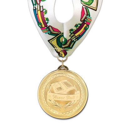 Honor Roll Brite Laser Medal w/Stock Millennium Neck Ribbon (2")