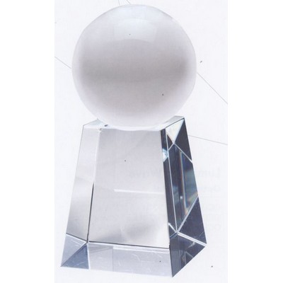Large Optical Crystal Glaze Ball w/Tall Base Award
