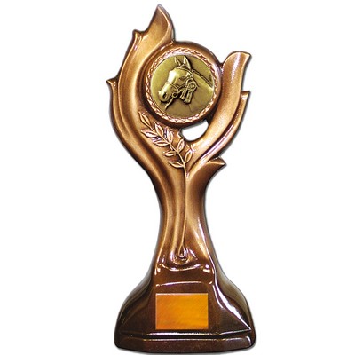 Stock 12" Victory Trophy With 2" Horse Coin and Engraving Plate