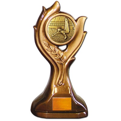 Stock Victory 9" Trophy with 2" Gymnastics Male Coin and Engraving Plate