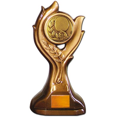 Stock Victory 9" Trophy with 2" Table Tennis Coin and Engraving Plate