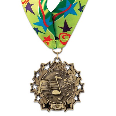 Music TS Medal w/Stock Millennium Neck Ribbon (2¼")
