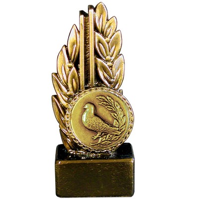 Stock 7" Laurel Trophy With 2" Bird Coin and Engraving Plate