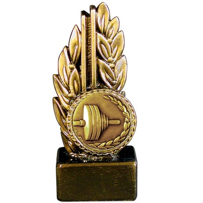 Stock 7" Laurel Trophy With 2" Weightlifting Coin and Engraving Plate