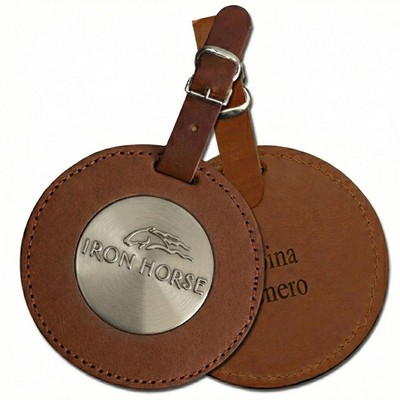 Leather Bag Tag with Nickel Silver Insert