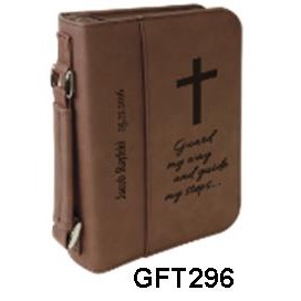 Leatherette Bible/Book Cover - Dark Brown/Engraves Black, Large
