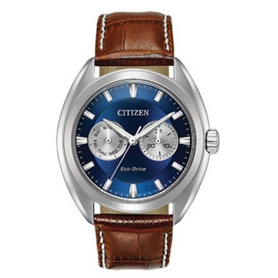 Citizen® Men's Paradex Eco-Drive Watch W/ Brown Strap & Azure Blue Dial