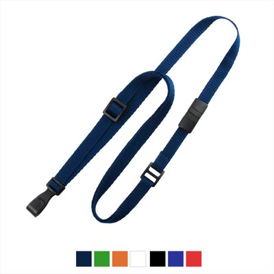 3/8" Flat Adjustable Breakaway Lanyard (Plastic J-Hook)