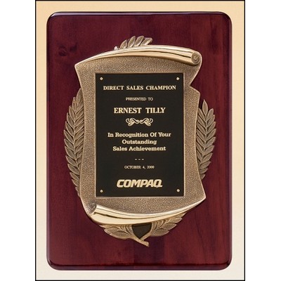 Rosewood Stained Piano Finish Plaque w/Antique Bronze Finish (11"x15")