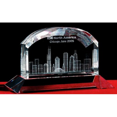 3-D Crystal Chicago Skyline in Grand Arch Award (6")
