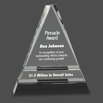 Clear Crystal Triangle Award on Black Crystal Pedestal Base (7¾")