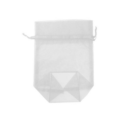 Medium Gusseted Organza Mesh Bag w/ Satin Ribbon (2"x2"x8")